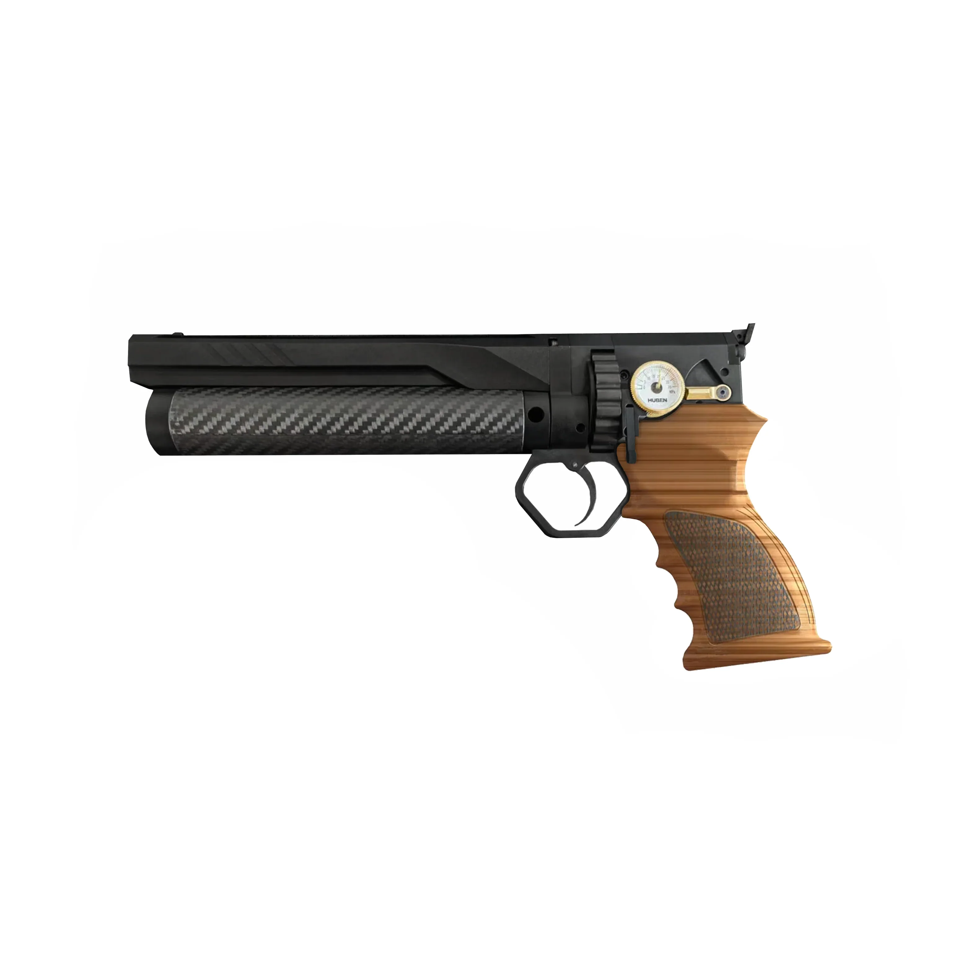 Huben GK1 Semi-Auto PCP Pistol - .22 Cal 7.5 Joules (5.5mm) -Suppressor Included-Walnut Edition