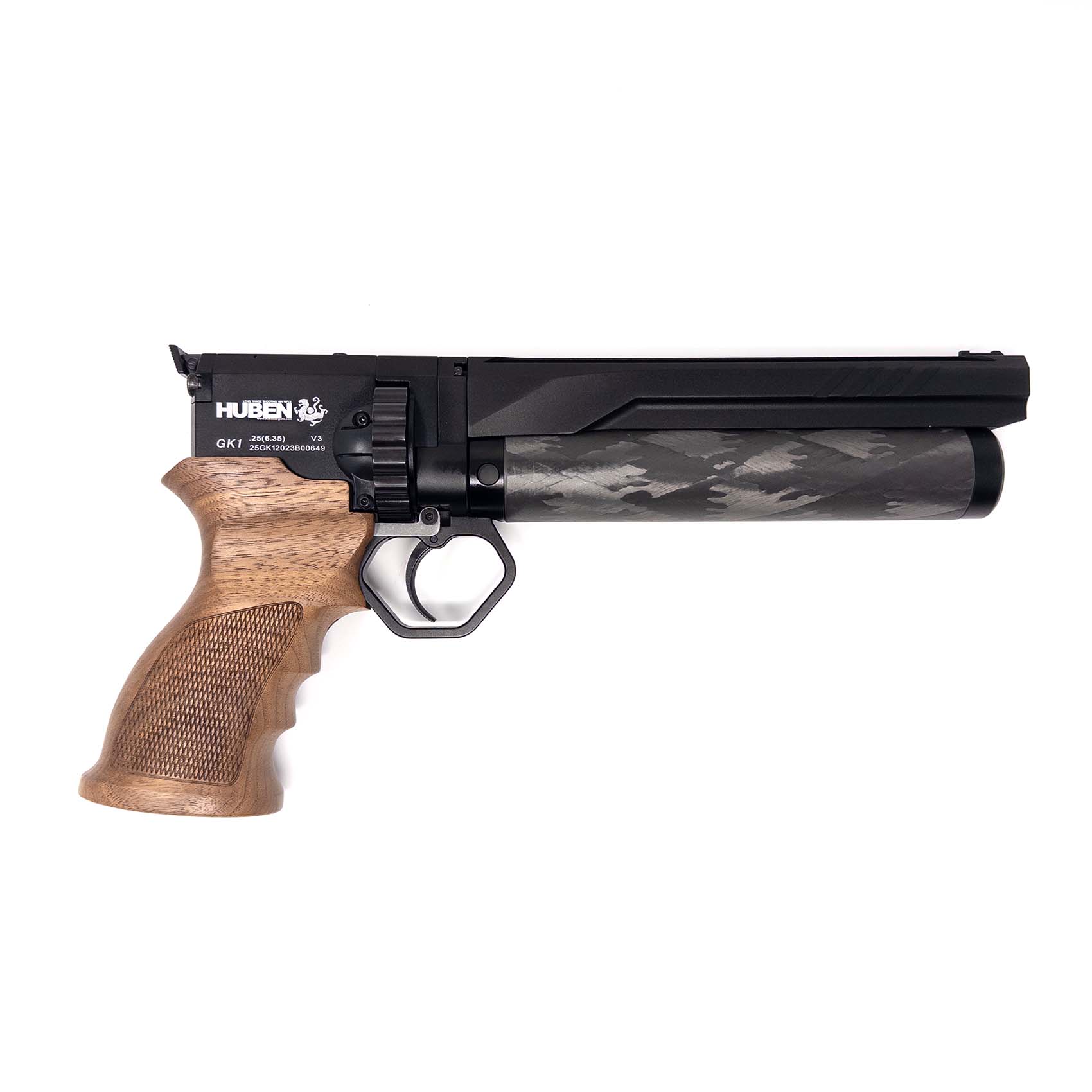 Huben GK1 Semi-Auto PCP Pistol - .22 Cal 7.5 Joules (5.5mm) -Suppressor Included-Walnut Edition - Image 2